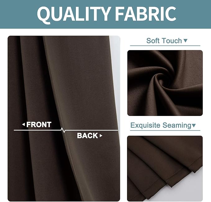 ChrisDowa Brownout Curtains 78 inches Long for Bedroom - 2 Panels Set Grommet Thermal Insulated Room Darkening Curtains for Living Room (Brown, 42 x 78 Inch)