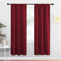 NICETOWN Christmas Burgundy Curtains Blackout Drape Panels - Lights Block Out Window Treatment Short Curtain Sets for Loft and Basement Decoration (Set of 2, 34 by 72-Inch)