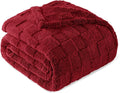 Exclusivo Mezcla King Size Flannel Fleece Blanket, Super Soft and Warm Lightweight Checkered Pattern Blankets for All Seasons, 90x104 Inches, Deep Red