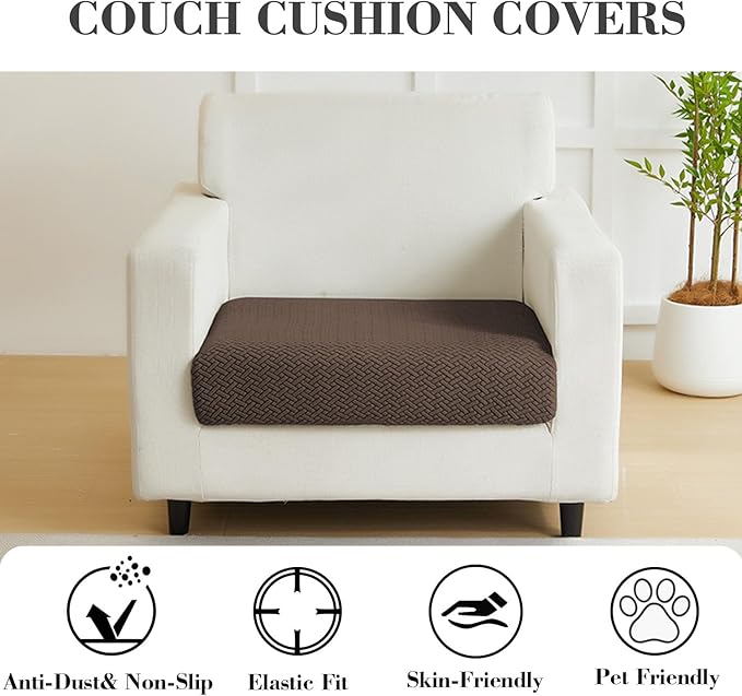 Sofa Covers Couch Covers for Sofa Pet Friendly Couch Cushion Covers Universal Sofa Covers Washable Stretch Slipcovers for Sectional Sofa (Texture Brown, Large Single Seat Cover)