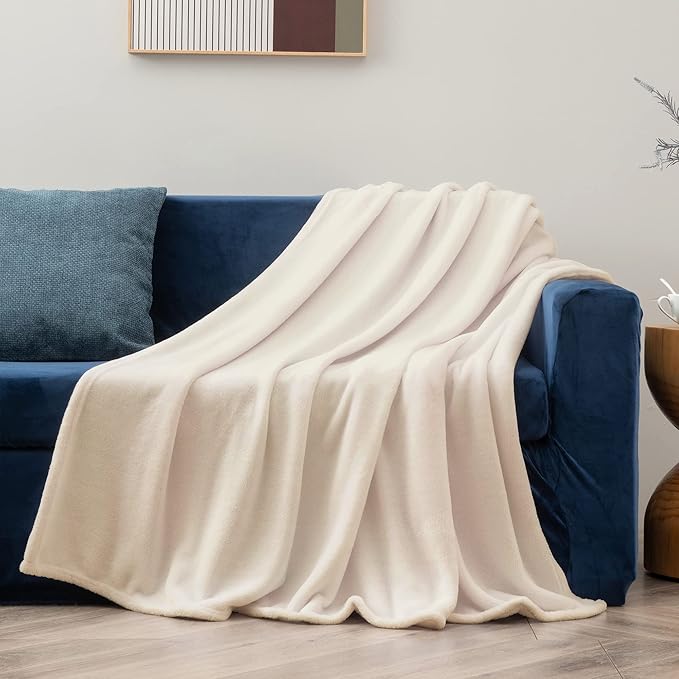 BEDELITE Fleece Blankets Queen Size Beige Throw Blankets for Bed, Luxury Plush Cozy Fuzzy Blanket 90x90 inches, Super Soft Warm Lightweight Throw Blanket All Seasons Suitable
