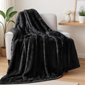 Exclusivo Mezcla Plush Fuzzy Fleece Throw Blanket Extra Large, Super Soft, Fluffy and Warm Blankets for Couch, Bed, All Season (Black, 50x70 inches)
