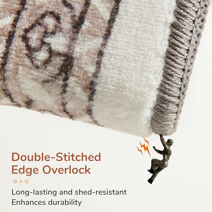 OPPODREAM Soft Area Rugs 3x5, Washable Rugs with Non Slip Backing, Low-Pile Throw 3x5 Carpet, Faux Cashmere 3 x 5 Carpet, Khaki