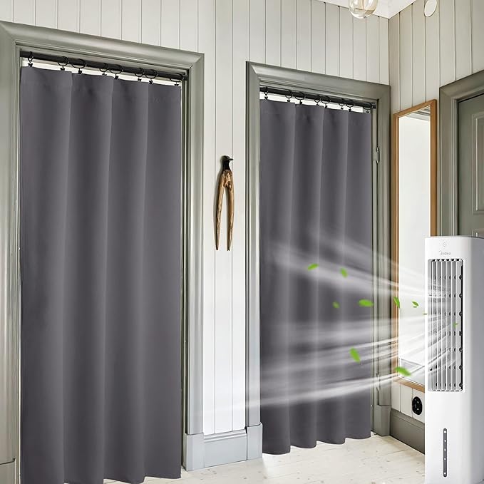 RYB HOME Blackout Curtains for Bedroom 102 inches Long, Privacy Thermal Insultaed Sunlignt Heat Blocking Drapes for Sliding Patio Door, Width 42 by Length 102, Grey, 2 Panels Set