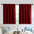 RYB HOME Short Blackout Curtains for Small Window, Sunmmer Heat Light Blocking Privacy Protection Curtains for Sunroom Laundry Room Stair Window, Width 52 by Length 36, Burgundy Red, Set of 2
