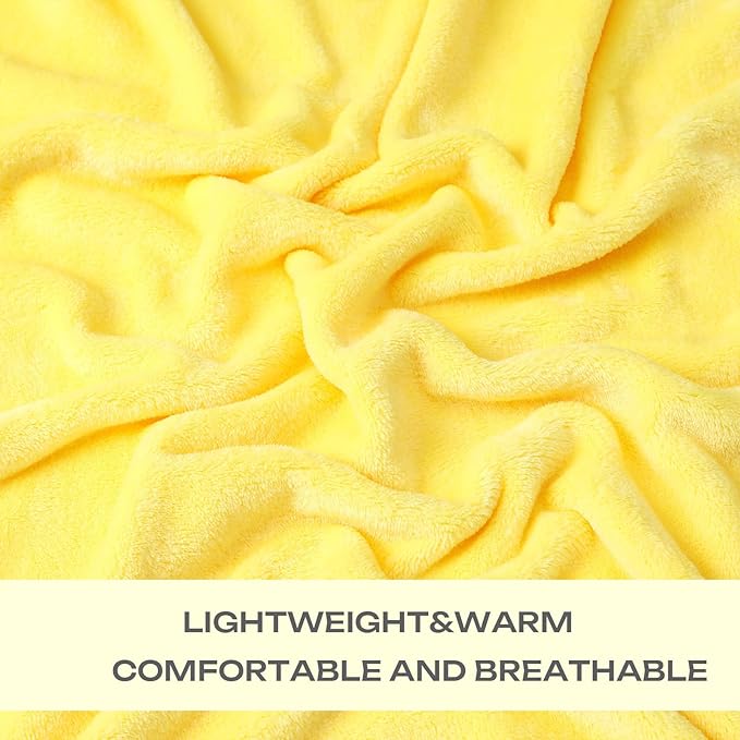 JIAHANNHA Yellow Throw Blanket Fleece Blanket Throw Size(50 by 70 Inches),Super Soft Cozy Plush Blanket for Couch Sofa Bed,Lightweight Warm Bed Blankets for Adults,All Season