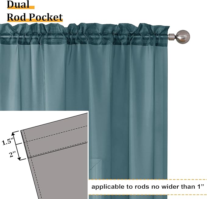 Aiyufeng Dusty Blue Sheer Curtains 90 Inches Long 2 Panels Set, Light Filtering Soft Airy Voile Rod Pocket Dusty Blue Sheer Window Drapes for Bedroom Living Room, Each 42Wx90L Inches