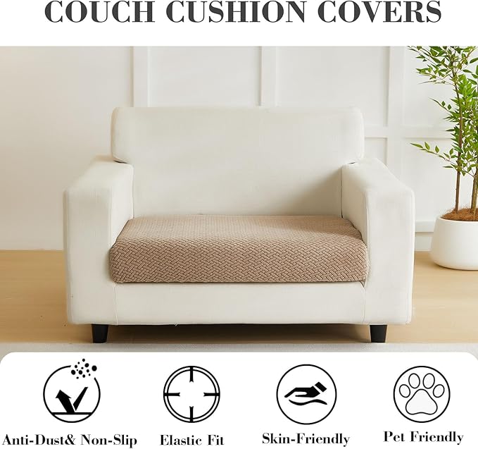 Sofa Covers Couch Covers for Sofa Pet Friendly Couch Cushion Covers Universal Sofa Covers Washable Stretch Slipcovers for Sectional Sofa (Light Coffee,Extra Large Single Seat Cover)