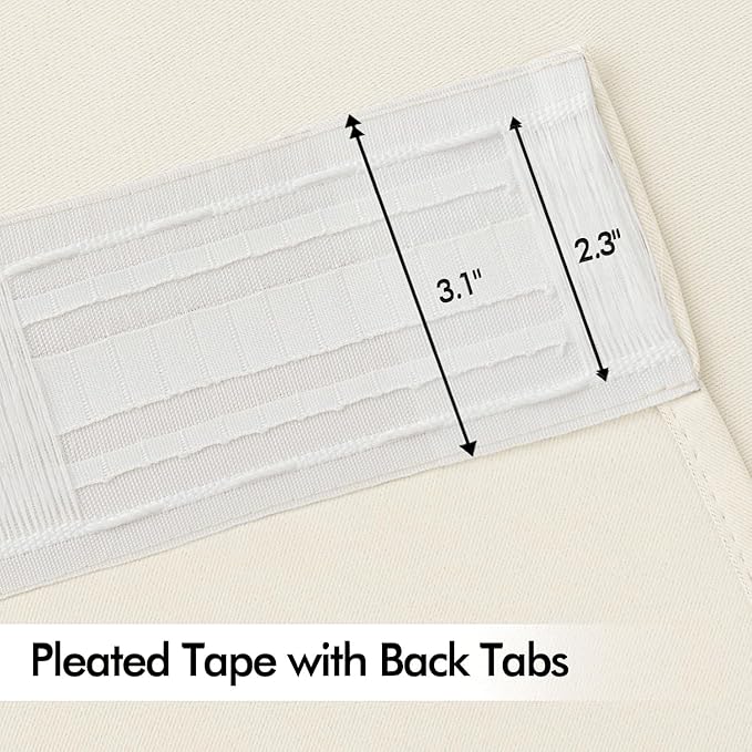 MIULEE Birch Back Tab Blackout Curtains 102 Inch Long 2 Panels Set for Bedroom, Rod Pocket/Pinch Pleated Thermal Insulated Living Room Darkening Light Blocking Floor to Ceiling Drapes