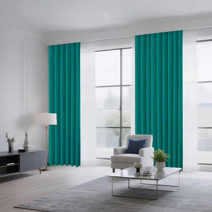 CUCRAF Turquoise Blackout Curtains 84 inch Length 2 Panels Set, Rod Pocket Room Darkening Drapes for Bedroom Living Room, Insulated Thermal Light Blocking Window Curtain (W52 x L84 Inch)
