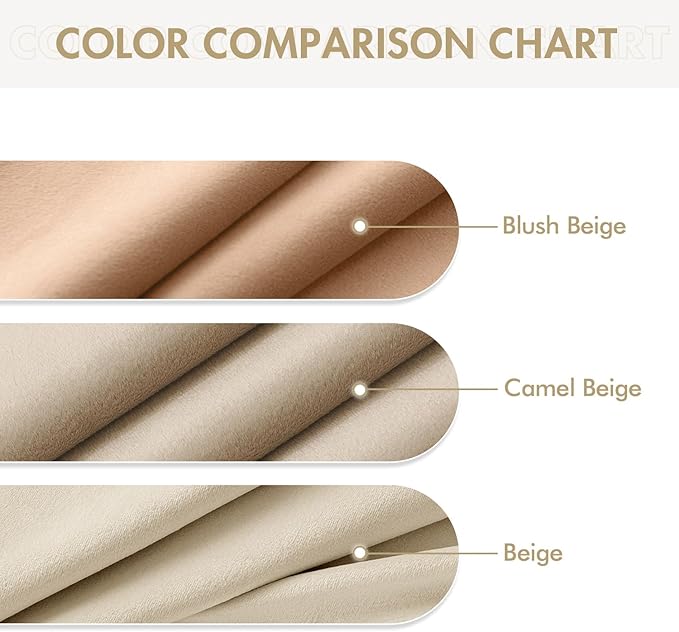 MIULEE Velvet Curtains Blush Beige Elegant Grommet Thermal Insulated Soundproof Room Darkening Curtains/Drapes for Classical Living Room Bedroom Decor 52 x 90 Inch Set of 2