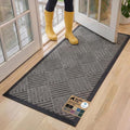 GORILLA GRIP 100% Waterproof All-Season WeatherMAX Doormat, 60x24, US Designed Natural Rubber, Stain and Fade Resistant, Low Profile Indoor Outdoor Door Mats, Easy Clean Patio Mat, Gray Diamond