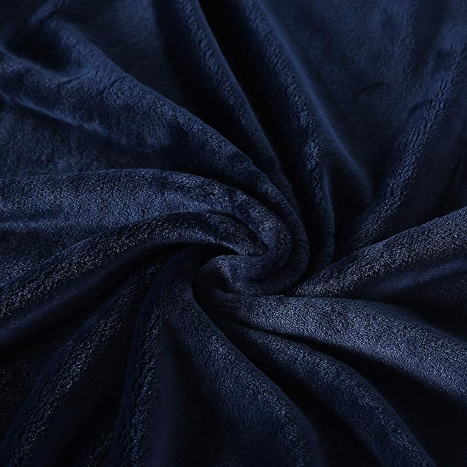 TASTHROW Large Flannel Fleece Throw Blanket, 60×80 Inch - Cozy Lightweight Thick Blanket - All Seasons Suitable for Women, Men and Kids (Navy)