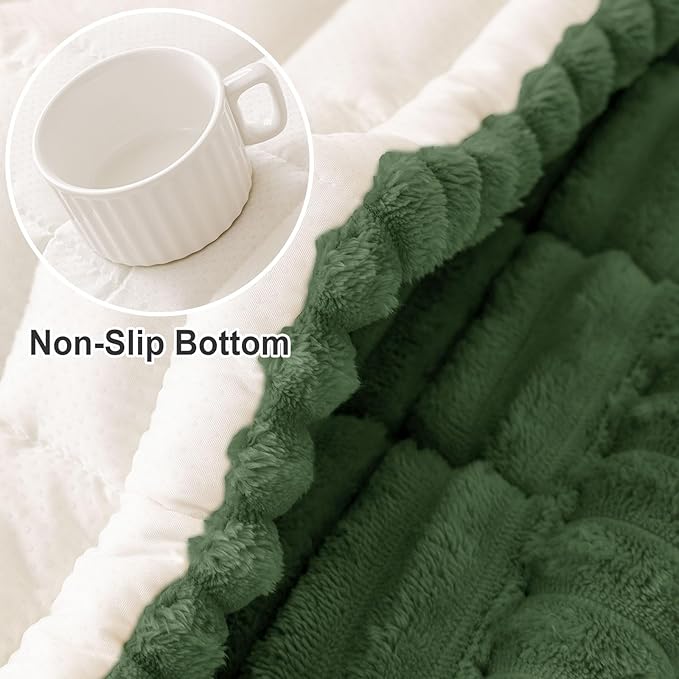 hyha Couch Covers for Dogs Washable, Non Slip Plush Dog Sofa Protectors, Fuzzy Pet Couch Covers for 3 Cushion Sofa Pet Friendly (Dark Green, 27.6" x 82.7")