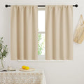 RYB HOME Short Curtains for Bedroom, Room Darkening Insulated Summer Heat Light UV Blocking Energy Saving Drapes for Nursery, Width 34 by Length 48, Biscotti Beige, Set of 2