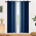 SimpleHome Ombre Room Darkening Curtains for Living Room, Light Blocking Dark Blue to Greyish White Thermal Insulated Grommet Window Curtains/Drapes for Bedroom, 2 Panels, 42x72 inches Length