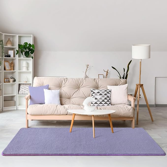 Amearea Modern Soft Hallway Runner Rug, 2x6 Purple Fluffy Bedroom Bedside Rugs, Washable Long Runner Rugs for Hallway, Non Slip Memory Foam Rug Carpet for Entrance Kitchen Living Room Decor