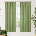 LAMIT Green Linen Curtains 63 inch Length for Bedroom, Faux Linen Light Filtering Window Treatments Neutral Rod Pocket Drapes for Living Room/Farmhouse, 2 Panels Set, 42 x 63 Inch