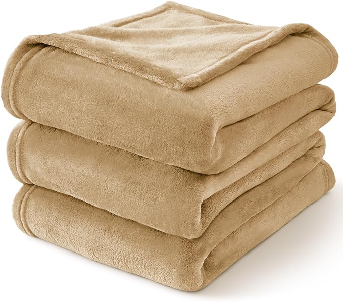 BEDELITE Fleece Blanket King Size Blankets for Bed, Luxury Plush Cozy Fuzzy Blanket 108x90 inches, Super Soft Warm Lightweight Throw Blanket All Seasons Suitable, Light Camel