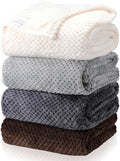Newwiee 4 Pcs Flanne Fleece Throw Blanket for Bed Couch Large 3D Waffle Textured Soft Blanket Winter Warm Lightweight No Shedding No Pilling Decorative Throw, 50x60 Inch(Gradient Gray)