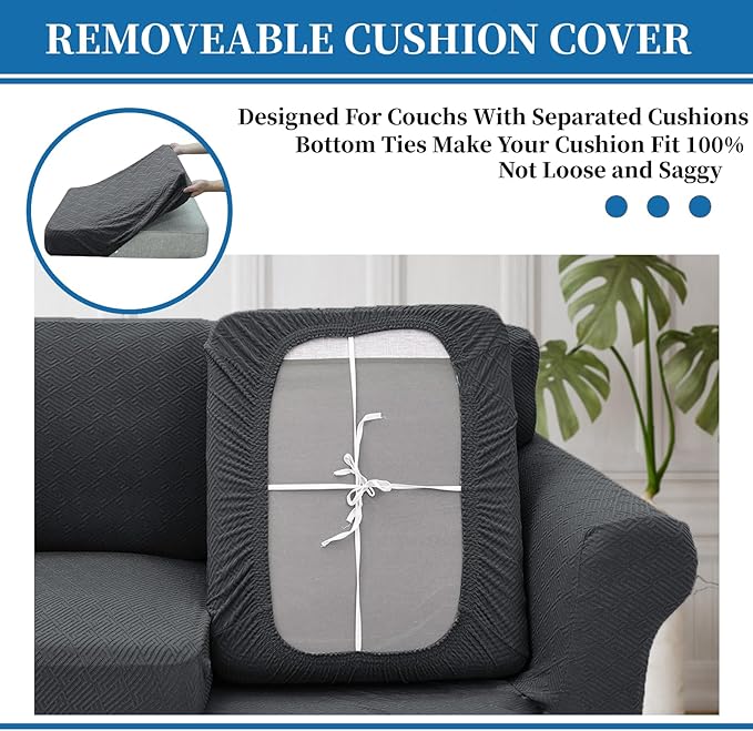 XINEAGE 2026 New 2 Pieces Chair Covers with Arms Super Stretch Chair Slipcover for Living Room Pet Dog Universal Slip Cover Anti Slip Armchair Furniture Protector (Dark Gray), 31"-46"(1 Cushion)