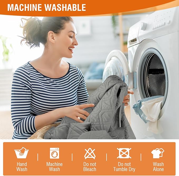 VANSOFY Waterproof Recliner Couch Covers, Sofa Covers 1-Piece Washable Reclining Sofa Cover Non-Slip Furniture Protector with Elastic Straps Pocket for Dogs, Pets(Gray,2 Seater)