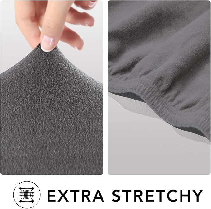 PureFit Super Stretch 4 Seater Sofa Slipcover – Spandex Non Slip Soft Couch Sofa Cover, Washable Furniture Protector with Non Skid Foam and Elastic Bottom for Kids, Pets （XX Large, Light Gray）
