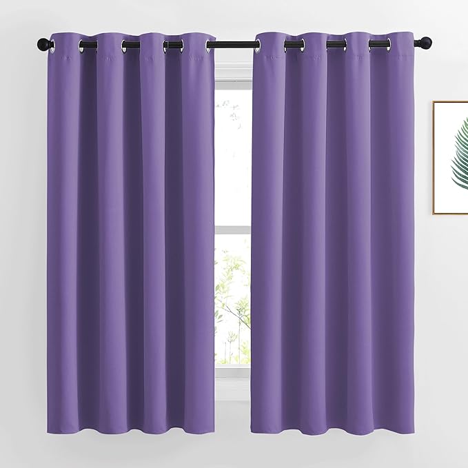 NICETOWN Blackout Curtains 63 inches Long, Grommet Window Treatment Energy Saving Thermal Drapes Room Darkening for Living Room/Bedroom, 2 Panels, W46 x L63, Lilac Purple