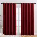 NICETOWN Christmas Burgundy Bedroom Curtains Blackout Draperies, Home Decorations Thermal Insulated Solid Grommet Blackout Drapes for Cafe (One Pair, 70 x 84-inch)