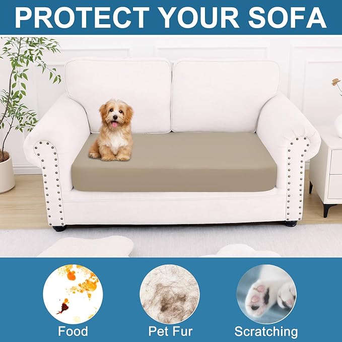 Smiry Printed Couch Cushion Covers, Stretch Soft Couch Covers for Sofa, Washable Non-Slip Sofa Slipcover Furniture Protector for Indoor and Outdoor (Medium,Taupe)