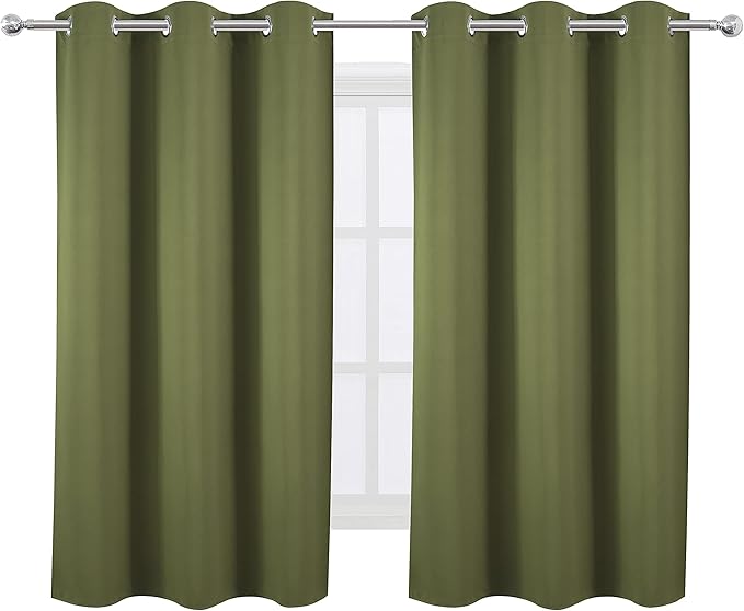 LEMOMO Oilve Green Blackout Curtains 38 x 54 Inch Length/Set of 2 Curtain Panels/Thermal Insulated Room Darkening Blackout Curtains