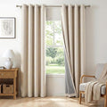 100% Blackout Shield Linen Blackout Curtains for Bedroom, Oatmeal Grommet Curtains for Living Room, Thermal Insulated Room Darkening Drapes for Nursery, Boho Home Decor, 50" W x 72" L, 2 Panels