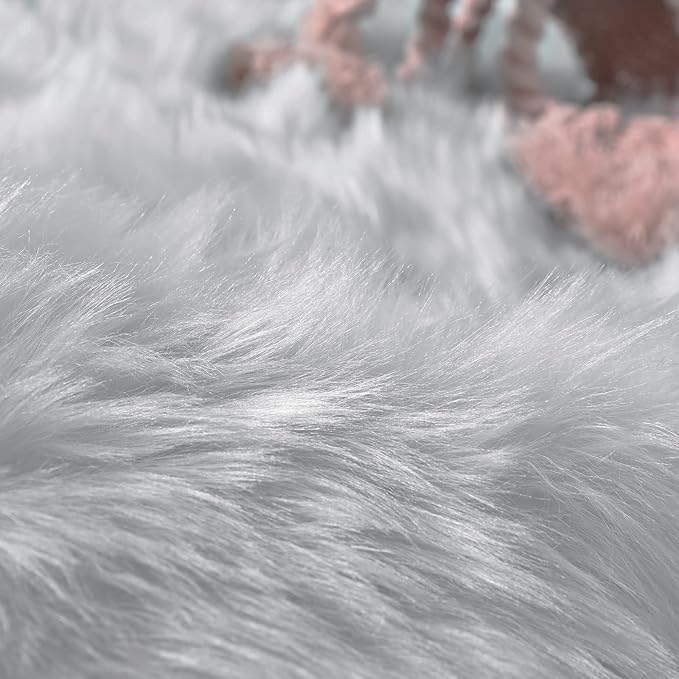 Goolela 5x8 Area Rug Faux Fur Rug Fluffy Washable Grey Sheepskin Large Rug for Living Room Bedroom Shag Soft Home Decor Rectangle