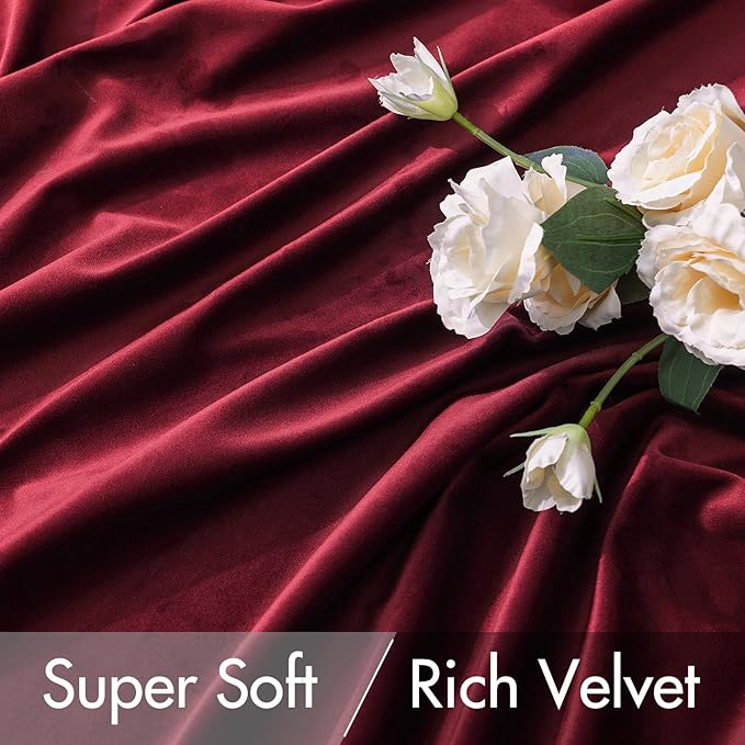 MIULEE Velvet Curtains 90 inches 2 Panels Luxury Blackout Curtains for Bedroom Living Room Thermal Insulated Super Soft Christmas Window Drapes Rod Pocket & Back Tab, Burgundy Red, W 52 x L 90 inch