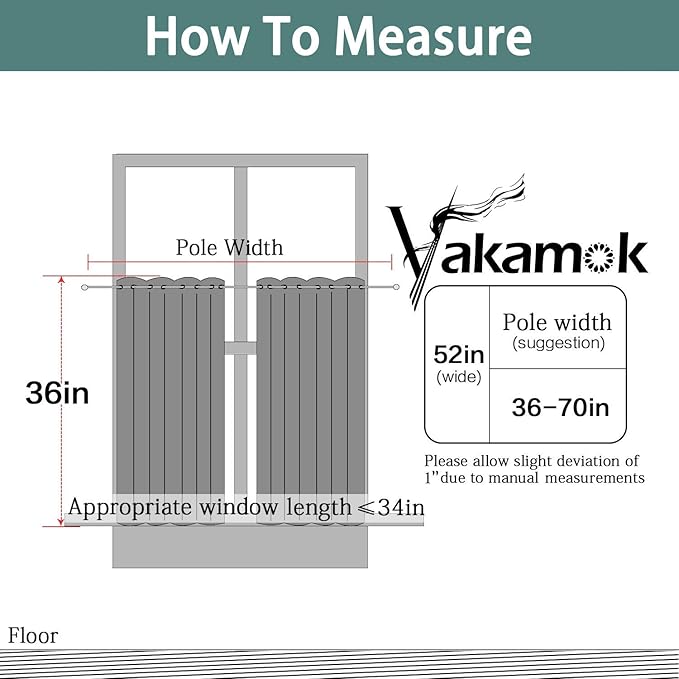 Yakamok 36 Inch Blackout Curtains for Kitchen, Sunlight Block Energy Saving Drapes for Bedroom Bathroom Room Darkening Window Treatment Panels, Navy Blue, 52Wx36L, 2 Panels