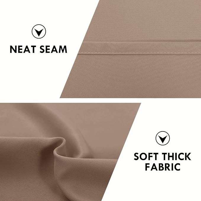DWCN Blackout Curtains for Living Room Thermal Insulated, Energy Saving & Noise Reducing Bedroom Curtains, Khaki, W 70x L 72 Inch, Set of 2 Rod Pocket Curtain Panels