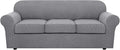 H.VERSAILTEX 4 Piece Stretch Sofa Covers for 3 Cushion Couch Covers for Living Room Furniture Slipcovers (Base Cover Plus 3 Seat Cushion Covers) Upgraded Thicker Jacquard Fabric (Sofa, Dove)