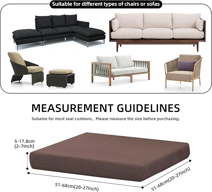 Outdoor Cushion Covers Set,8PCS Patio Furniture Couch Seat Slipcovers, Replacement for Sofa Sectional Chair(Cover，Only)