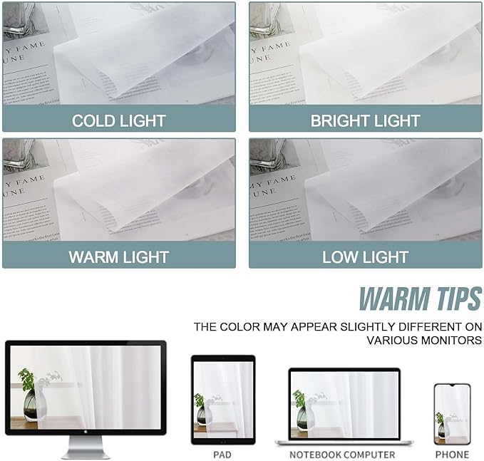 White Small Sheer Curtains 2 Panels Set, Kitchen Curtains 24 Inch Length, Elegant Light Filtering Short Window Drapes for Living Room Bedroom, Dual Rod Pocket Design, 2x42Wx24L Inches
