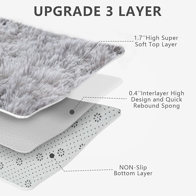 9X12 Large Area Rugs for Living Room Bedroom,Big Shag Rug for Bedroom Dorm,Soft Fluffy Indoor Carpet Nursery Rugs for Kids Girls Room Home Decor (Mottling Grey, 9X12 Feet)