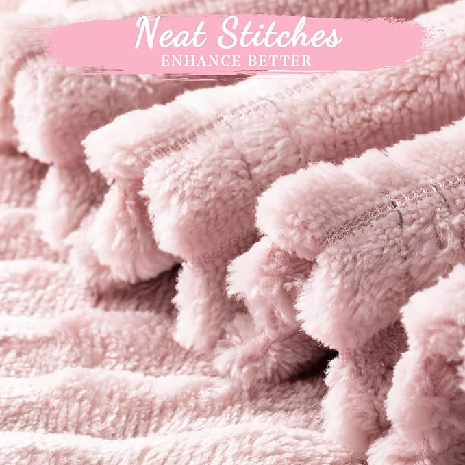 Buryeah 12 Pcs Flannel Throw Blanket Bulk 50 x 60 in Sleepover Blanket Outdoor Wedding Throw Lightweight, Oeko-tex Standard 100 Certified for Sofa Homeless Gifts (Light Pink)