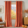MIULEE 90 Inches Velvet Curtains Orange Elegant Grommet Curtains Fall Thermal Insulated Soundproof Room Darkening Curtains/Drapes for Classical Living Room Bedroom Decor 52 x 90 Inch Set of 2