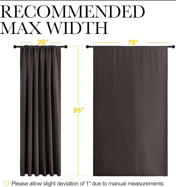 NICETOWN 2 Panels Blackout Curtains, Rod Pocket Thermal Insulated Drapess for Bedroom, Privacy Protection Easy-Care Heavy Duty Curtains for Living Room/Dining Room, W70 x L95 inches, Toffee Brown
