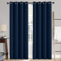 MIULEE 90 Inches Linen Textured Curtains for Bedroom 100% Blackout Thermal Insulated Midnight Blue Grommet Room Darkening Curtains & Drapes Luxury Decor for Living Room Nursery 52 x 90 Inch (2 Panels)