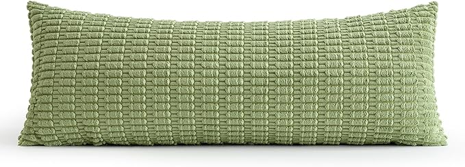 MIULEE Pack of 1 Spring Sage Green Long Body Lumbar Decorative Throw Pillow Cover 14x36 Inch for Bed Couch Sofa Living Room Soft Boho Pillow Cover Modern Farmhouse Home Decor