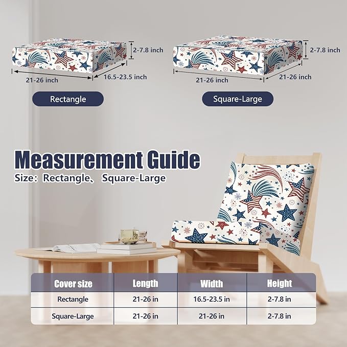 8Pcs Stretch Patio Cushion Covers, Outdoor Couch & Sofa Replacement Slipcovers for Patio Furniture Cushion Covers, Washable Reusable Furniture Protector