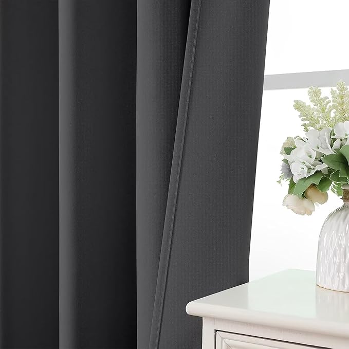 Joydeco Blackout Curtains 63 Inch Length 2 Panels Set, Thermal Insulated Long Curtains& Drapes 2 Burg, Room Darkening Grommet Drapes for Bedroom Living Room Window (Grey, W52 x L63 Inch)