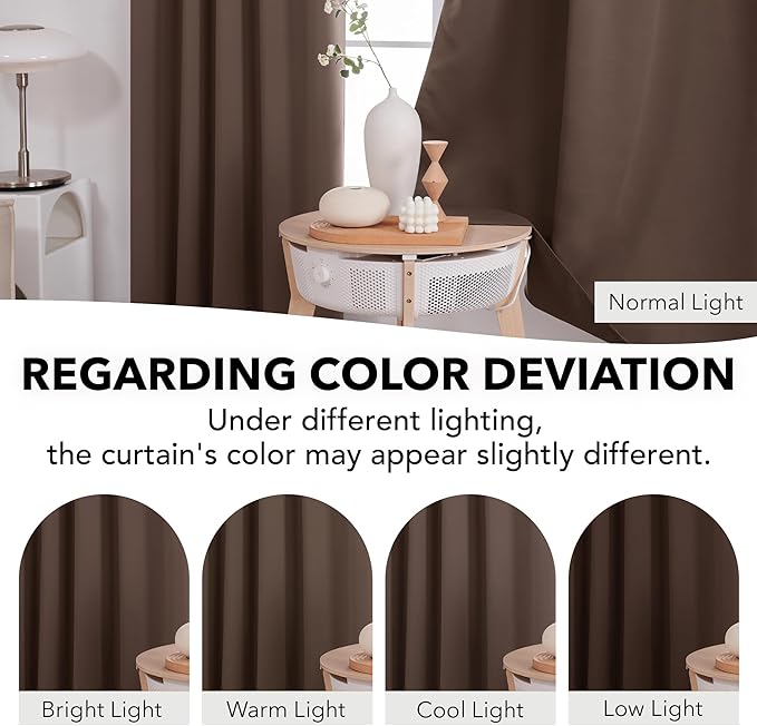 Deconovo Blackout Curtains, Thermal Insulated, W42 x L72 2 Panels, Back Tab, Machine Washable, Room-Darkening Drapes for Bedroom/Living Room Brown