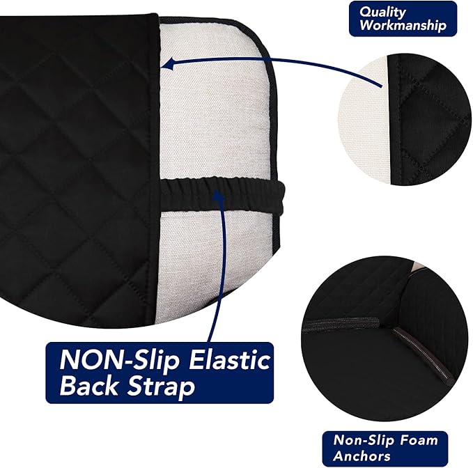 PureFit Reversible Quilted Sofa Cover, Water Resistant Slipcover Furniture Protector, Washable Couch Cover with Non Slip and Elastic Straps for Kids, Pets (Oversized Sofa, Black/Black)