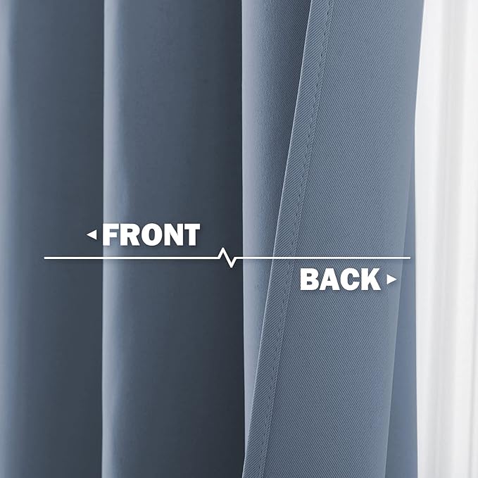 NICETOWN Window Short Curtains for Kitchen, Home Fashion Solid Grommet Top Blackout Thermal Insulated Curtain Drapes for Cafe Window, W 42 x L 36-inch 1.2 inches Header, Stone Blue, 2 Panels